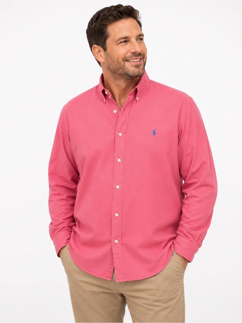 Polo by Ralph Lauren Men's Button-Down Shirt in Coral Pink
